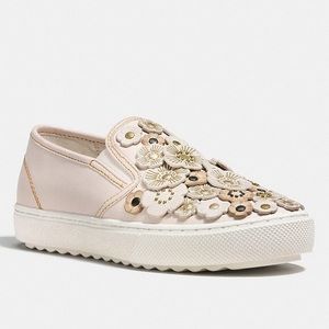 Coach C115 Slip On Tea Rose Sneakers in Chalk